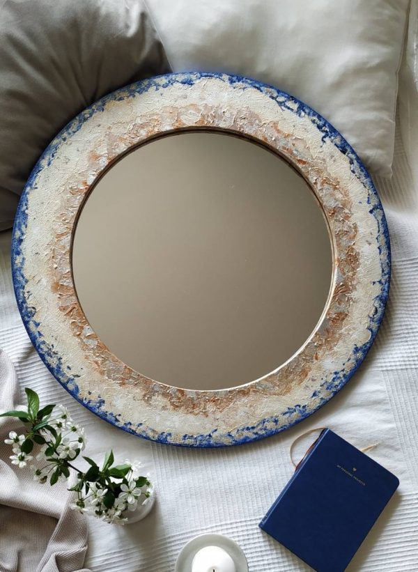 ogledalo indigo ogledalo indigo oslikanog rama s akcentima u indigo plavoj boji